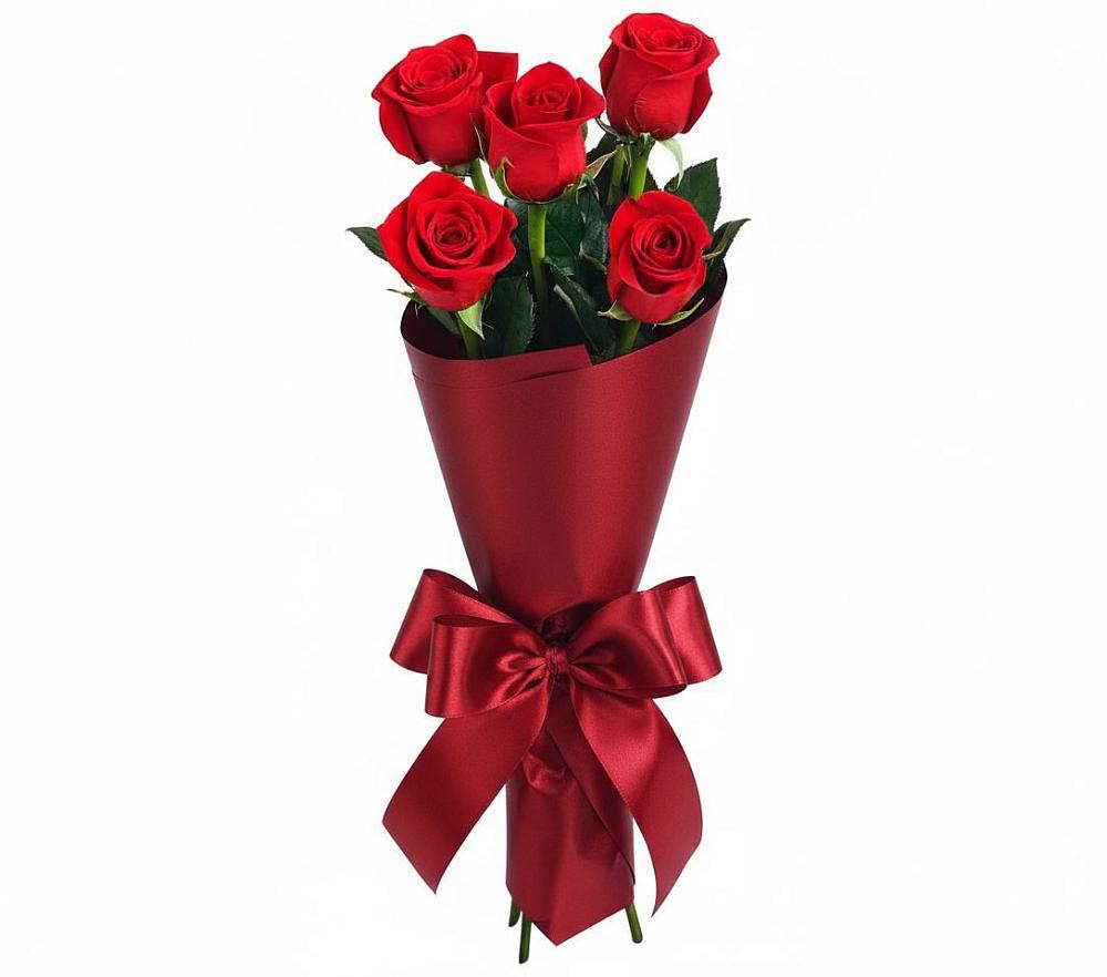 5 Красных роз Эдлесс Лав в Красной Поляне Кировской области Букет 5 Красных роз Эдлесс Лав в Красной Поляне Кировской области