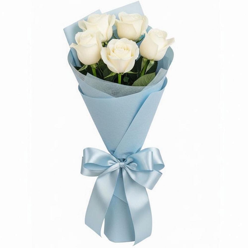 5 Белых роз Проуд в Красной Поляне Кировской области Букет 5 Белых роз Проуд в Красной Поляне Кировской области