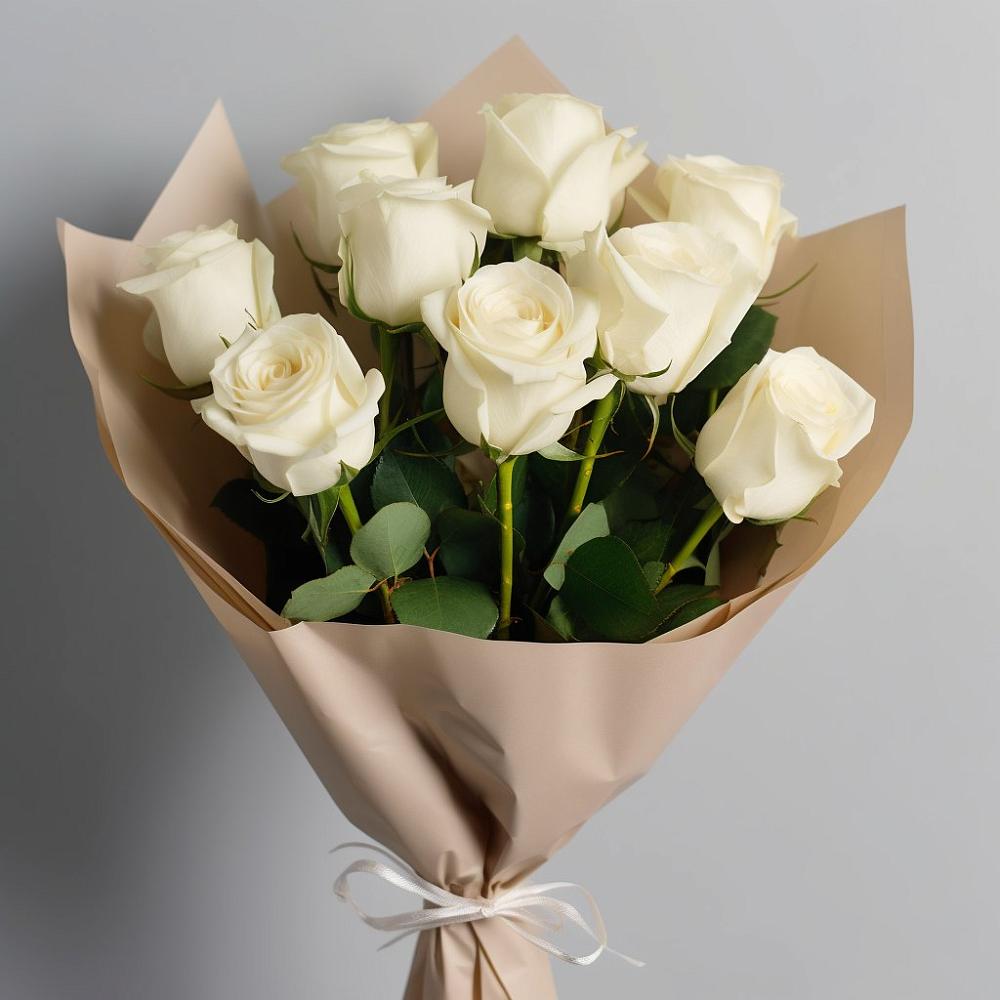 9 Белых роз Эдлесс Лав в Красной Поляне Кировской области Букет 9 Белых роз Эдлесс Лав в Красной Поляне Кировской области