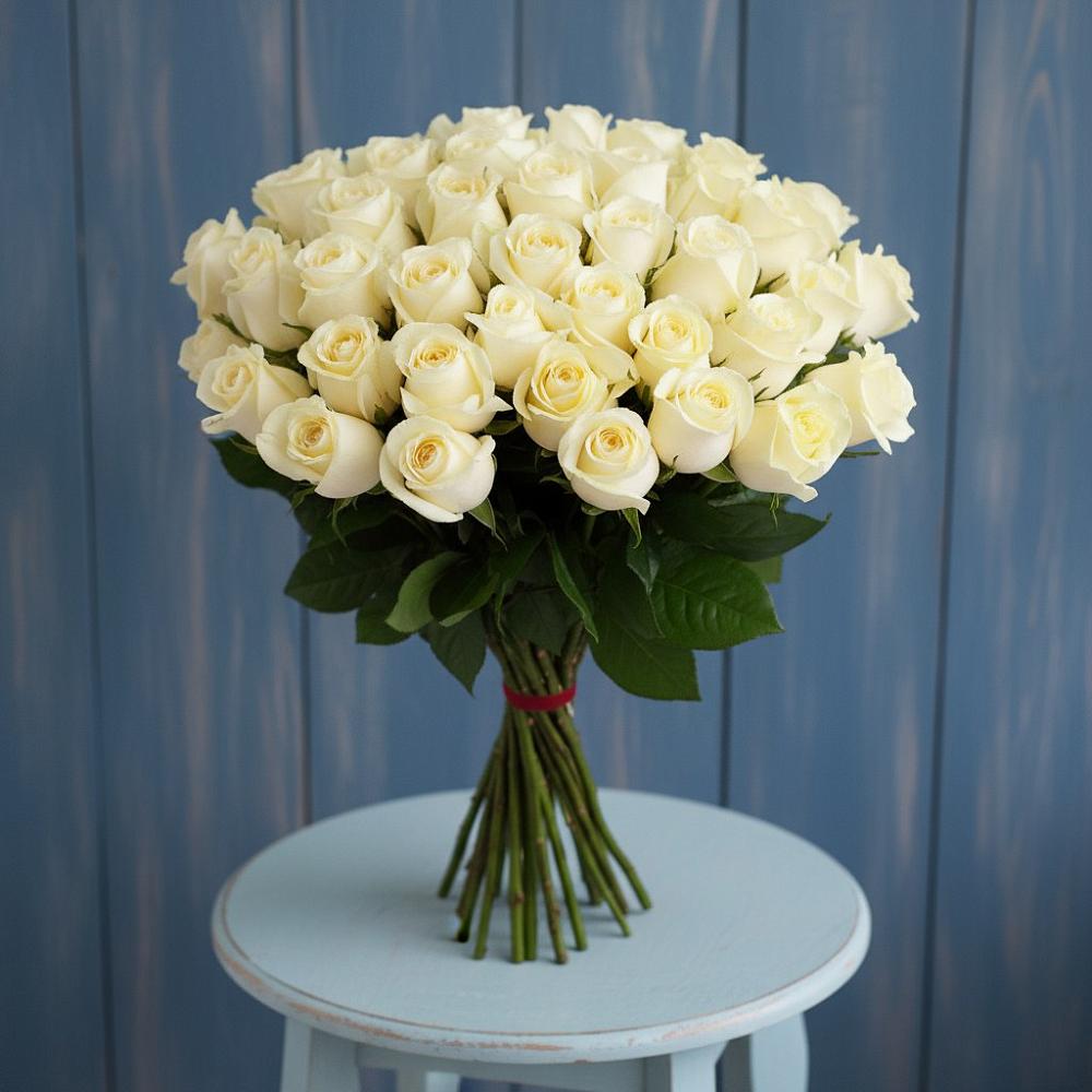 51 Белая роза Эдлесс Лав в Красной Поляне Кировской области Букет 51 Белая роза Эдлесс Лав в Красной Поляне Кировской области
