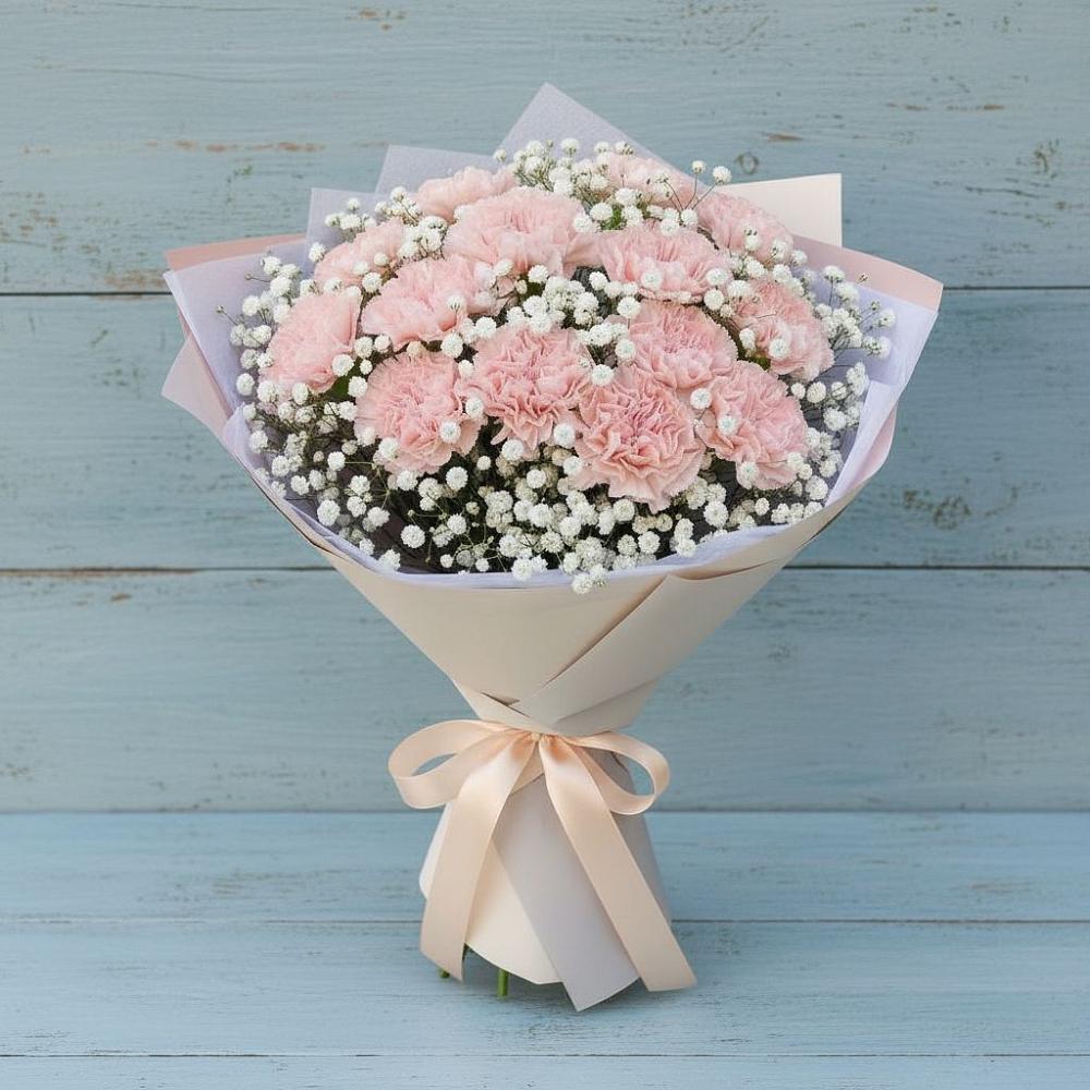 Букет Нежность рассвета в Красной Поляне Кировской области Букет цветов из: Гвоздики в Красной Поляне Кировской области