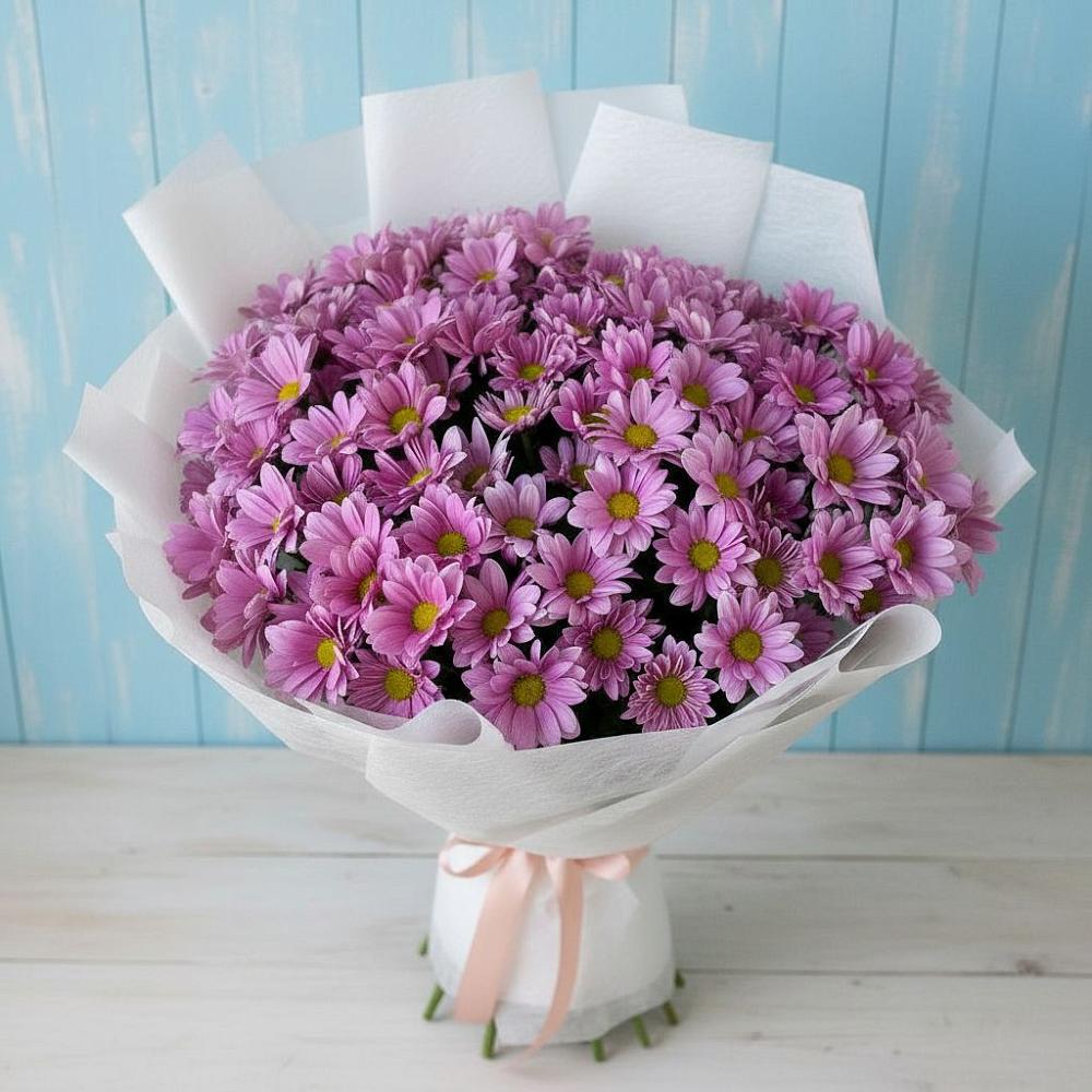 Букет сиреневая охапка в Красной Поляне Кировской области Букет цветов из: Хризантемы в Красной Поляне Кировской области