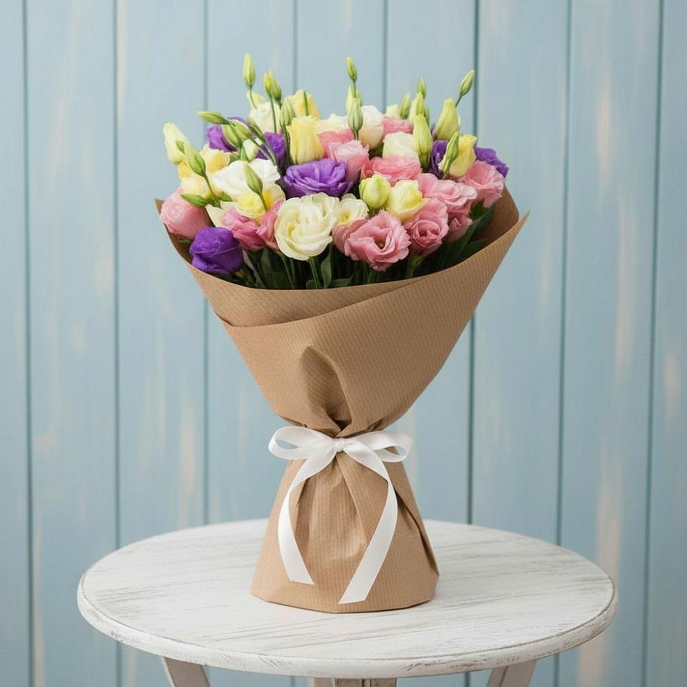 Букет Цветная эустома в Красной Поляне Кировской области Букет цветов из: Лизиантусы в Красной Поляне Кировской области