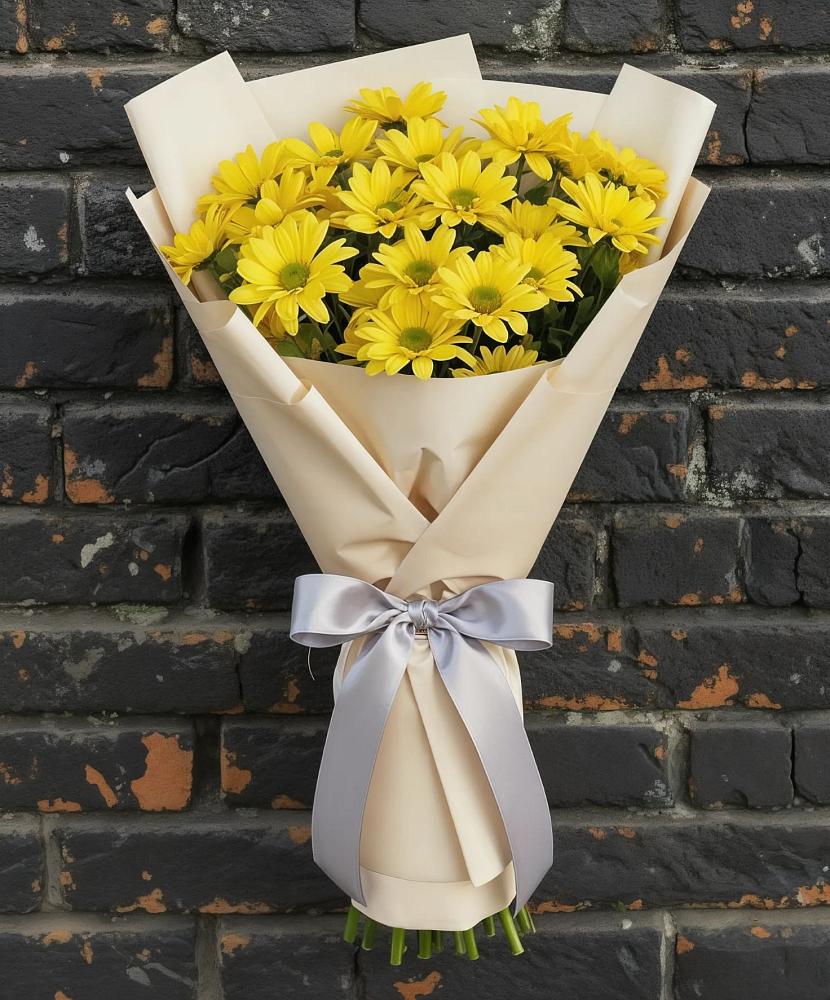 Букет Желтое настроение в Красной Поляне Кировской области Букет цветов из: Хризантемы в Красной Поляне Кировской области